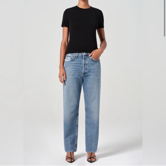 Agolde 90's Jean Mid Rise Straight in Hooked - Medium Wash Straight Leg Jeans. - Picture 1 of 11